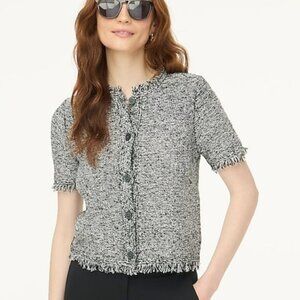 J.Crew Short-sleeve Fringe Lady Cardigan Sweater Black